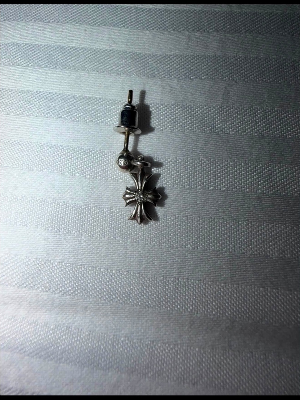 Chrome Hearts Silver Cross Dangle Stud Earring